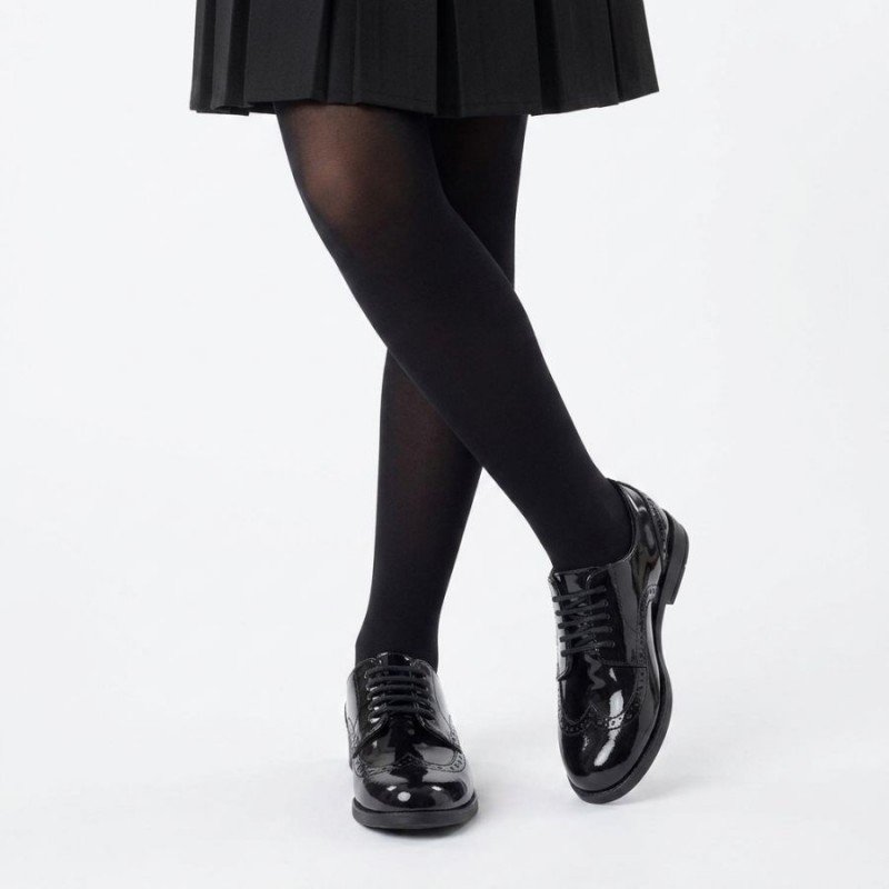 Brogue Pri School Shoes - Black Patent