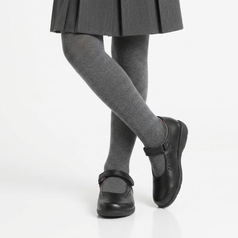 Emily School Shoes - Black Leather