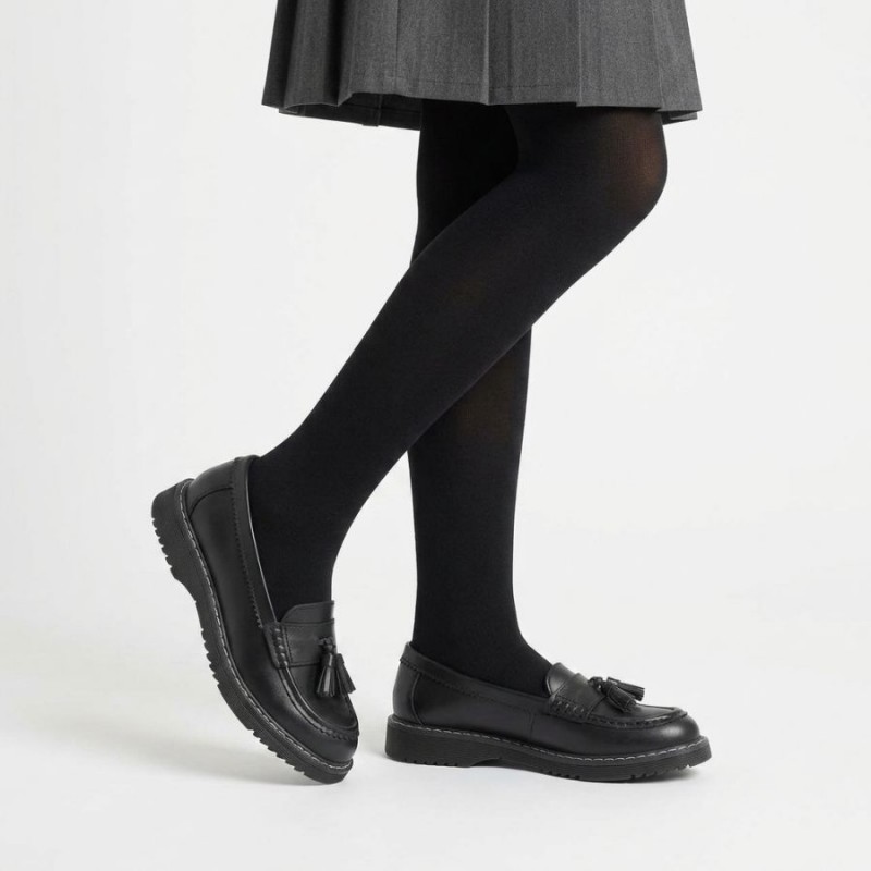Infinity School Shoes - Black Leather