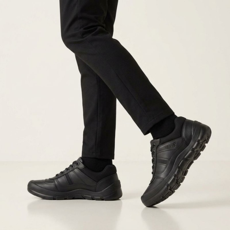 Rhino Sherman School Shoes - Black Leather