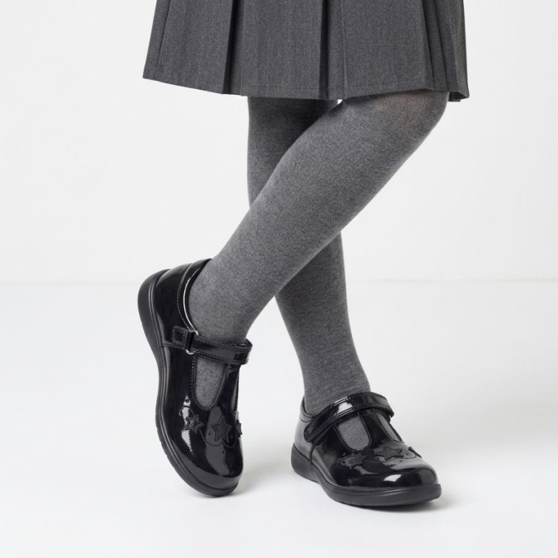 Star Jump School Shoes - Black Patent