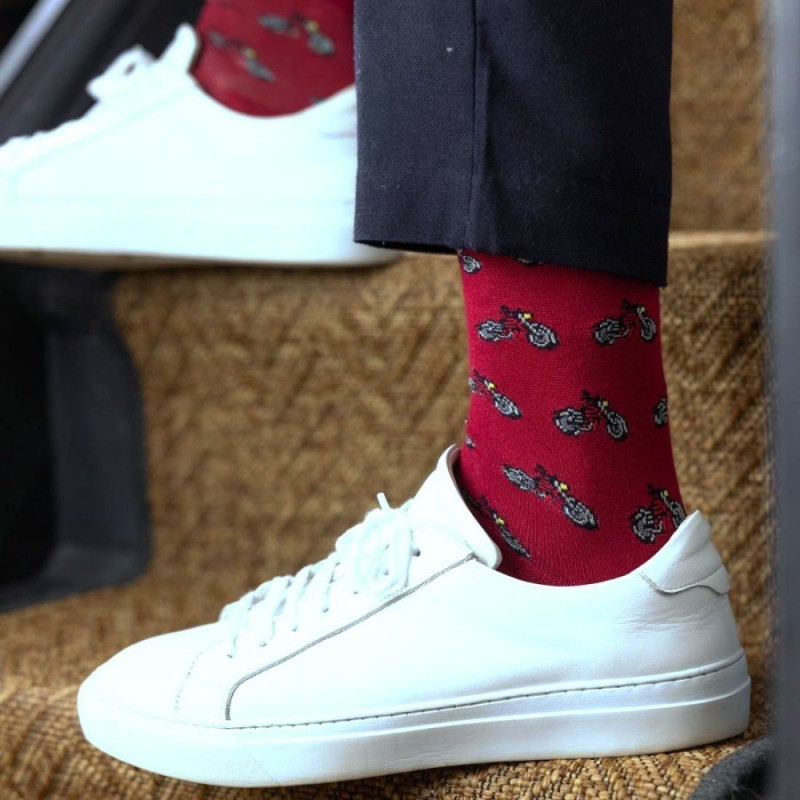 Motorbike Bamboo Socks - Red