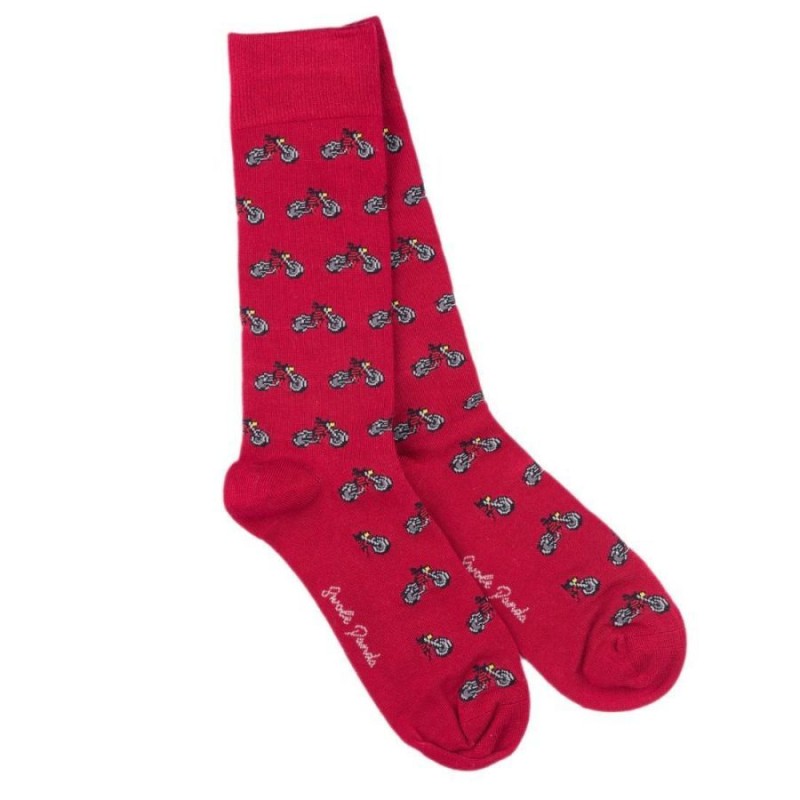 Motorbike Bamboo Socks - Red