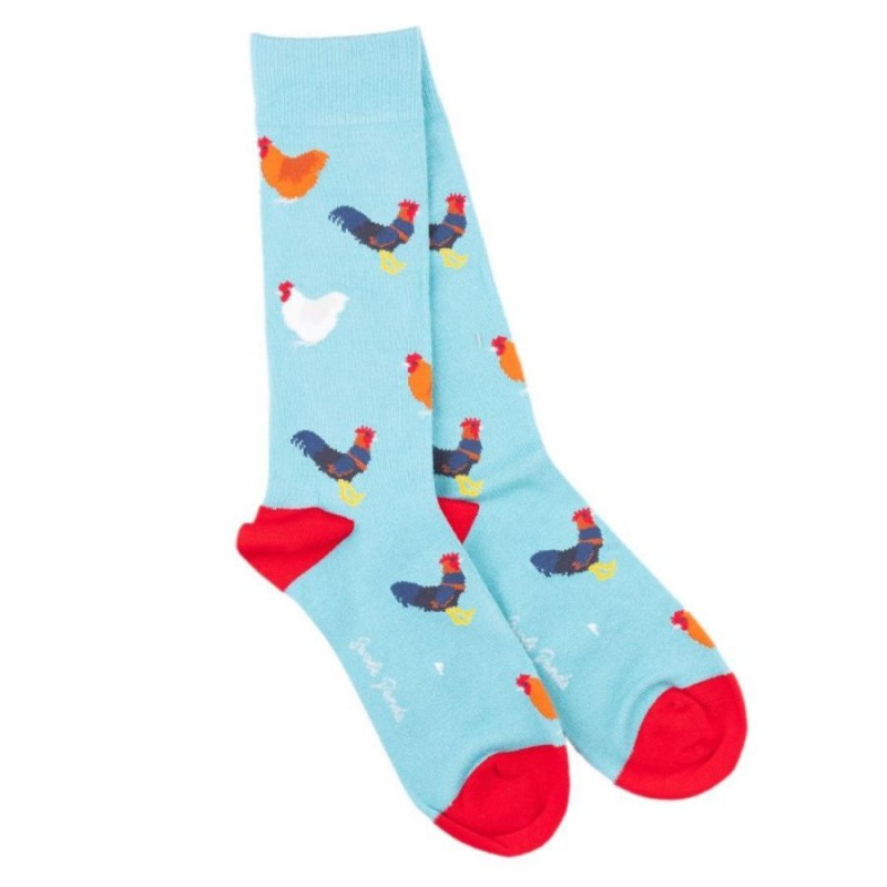 Rooster Bamboo Socks - Blue