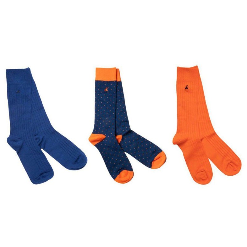 Sock Box - 3 Pairs Of Bamboo Socks – Orange And Blue