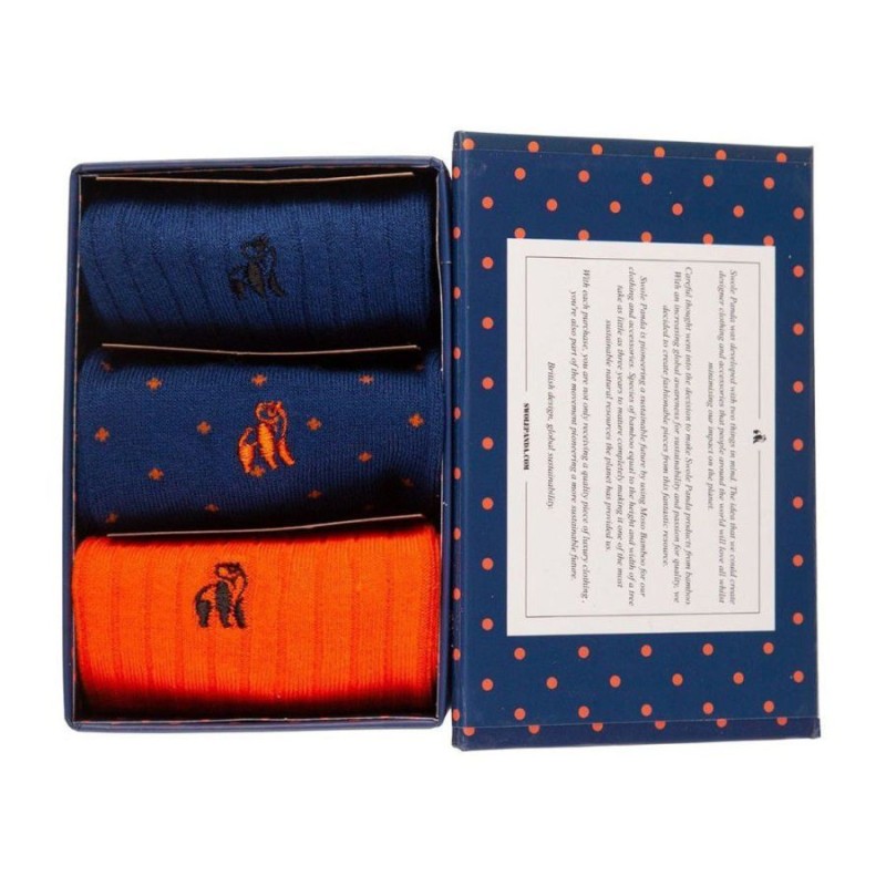 Sock Box - 3 Pairs Of Bamboo Socks – Orange And Blue
