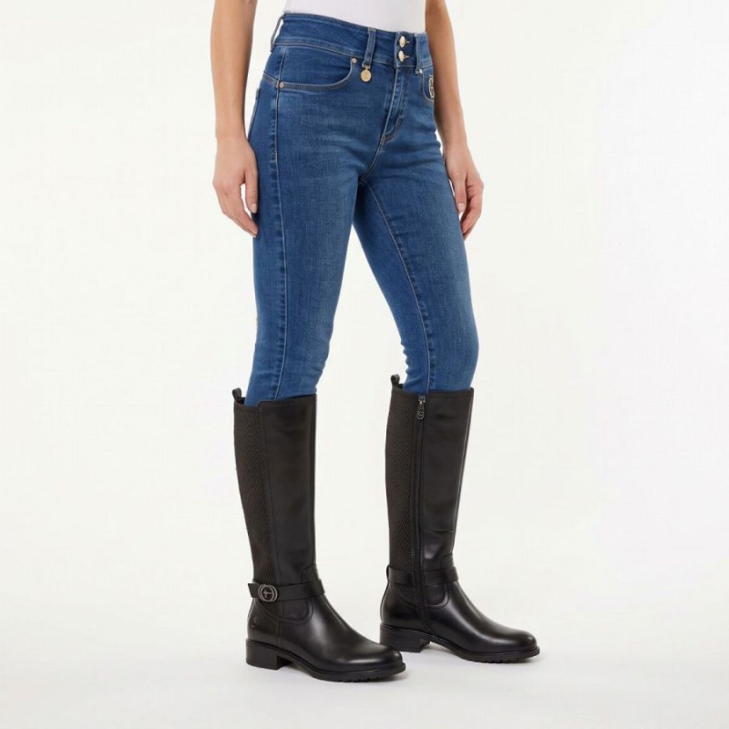 25618 Knee High Boots - Black Leather