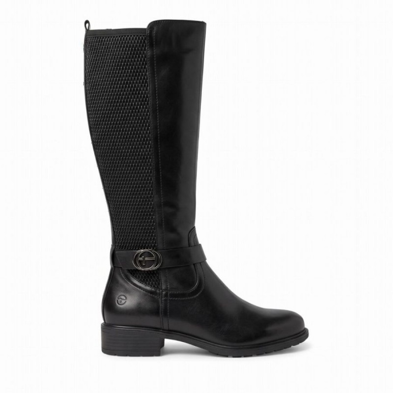 25618 Knee High Boots - Black Leather