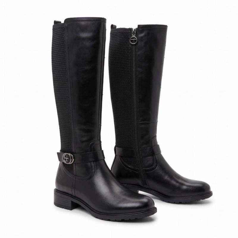 25618 Knee High Boots - Black Leather