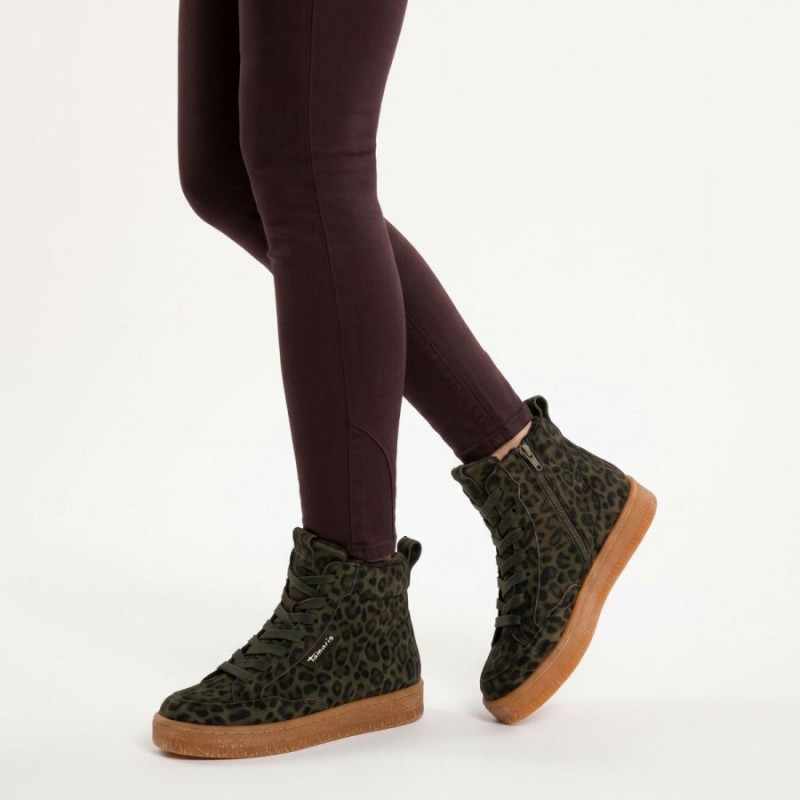 25203 Ankle Boots - Olive Leopard Suede 25203 Ankle Boots - Olive Leopard Suede