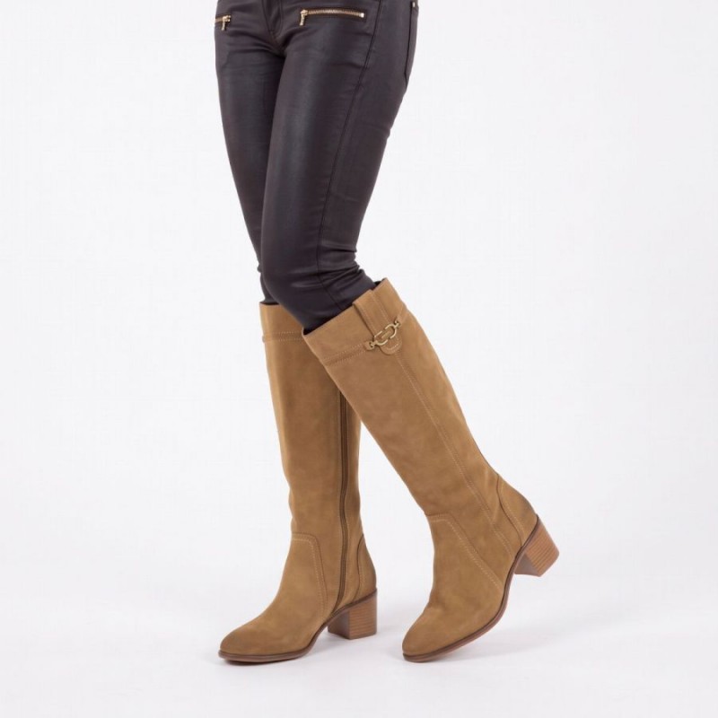 25576 Knee High Boots - Camel Leather