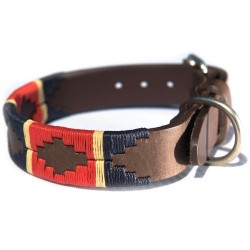 Pioneros 724 Dog Collar - Navy/Cream/Red