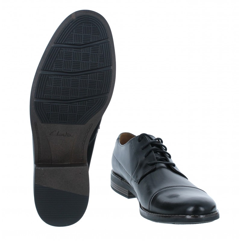 Clarks Becken Cap Shoes | Black Formal 