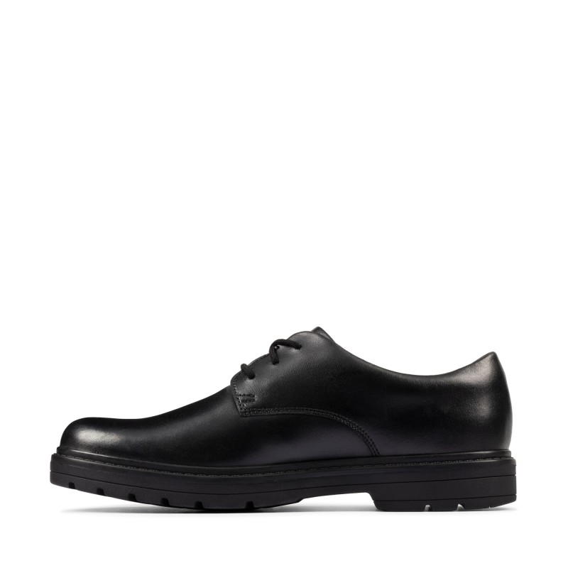 Loxham Derby Youth School Shoes - Black Leather