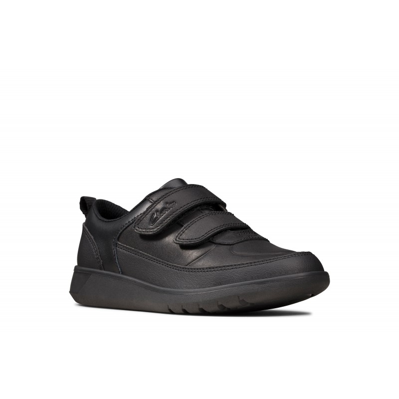 Scape Flare Kid School Shoes - Black Leather