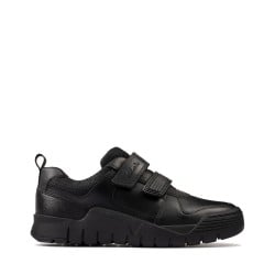 Clarks Scooter Speed Kid School Shoes - Black Leather