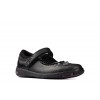 Sea Shimmer Kid School Shoes - Black Leather