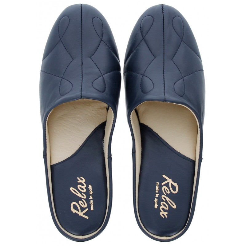Relax 7312 Slippers - Navy Leather