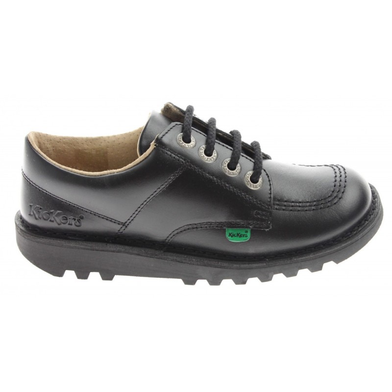 Kick Lo Youth School Shoes - Black Leather