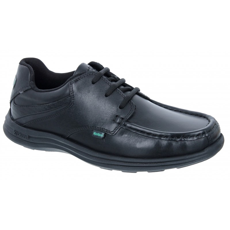 Reasan Lace Youth School Shoes - Black Leather