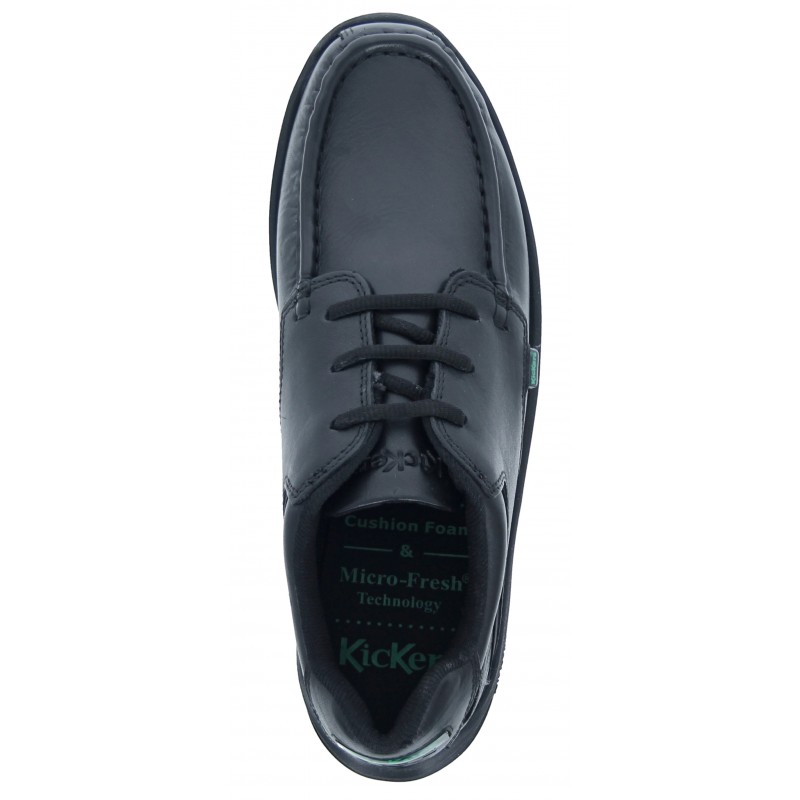Reasan Lace Youth School Shoes - Black Leather