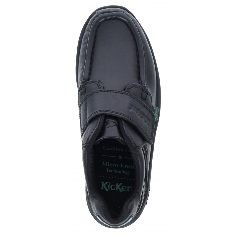 Reasan Strap Junior School Shoes - Black Leather