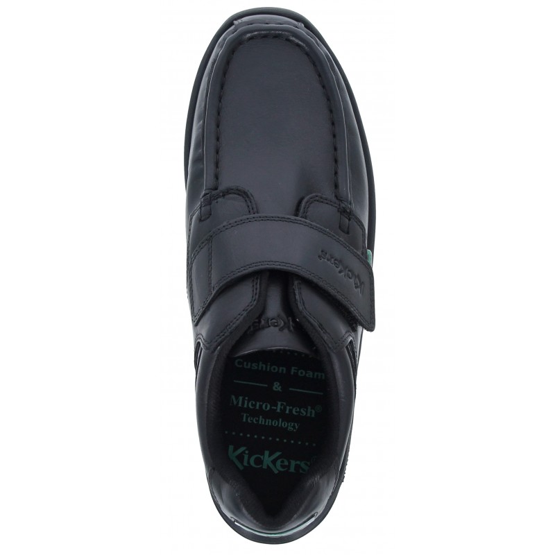 Reasan Strap Youth School Shoes - Black Leather