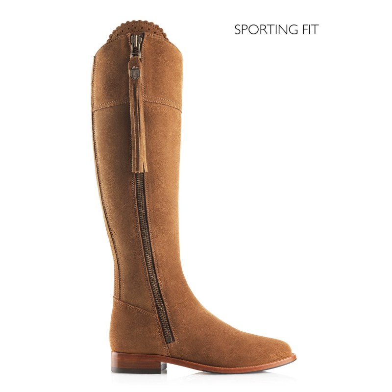 Fairfax & Favor Sporting Fit Flat Regina Boots - Tan Suede