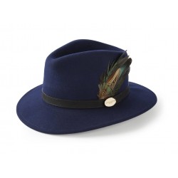 Hicks & Brown Suffolk Fedora Classic Feather - Navy 