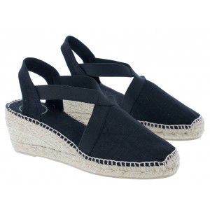 Toni Pons Ter Wedge Espadrilles - Black Cotton