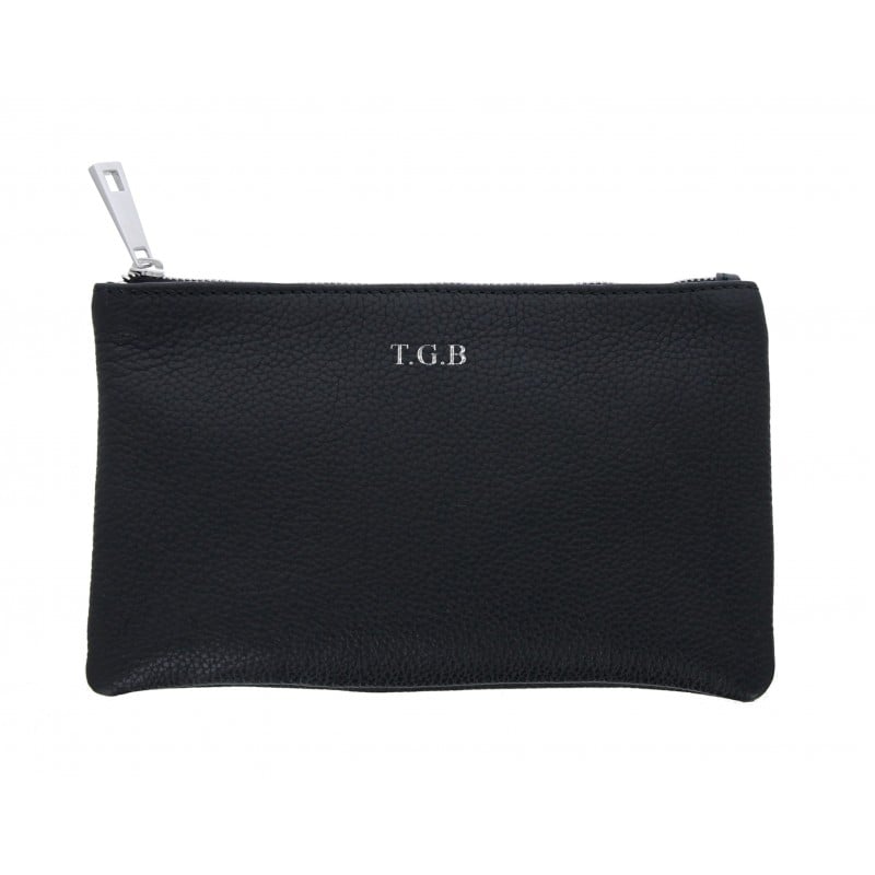 Golden Boot Leather Clutch - Black