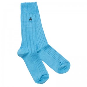 Swole Panda Soft Top Bamboo Socks -Sky Blue