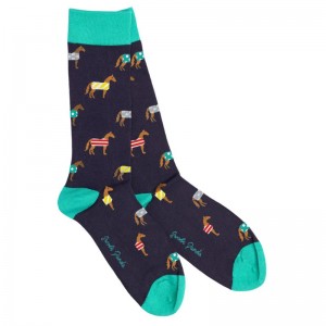 Swole Panda Horse Bamboo Socks - Blue 